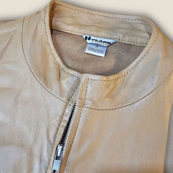 Vintage Nygard Tan Leather Zip Front Vest Size 1x - Picture 2 of 8
